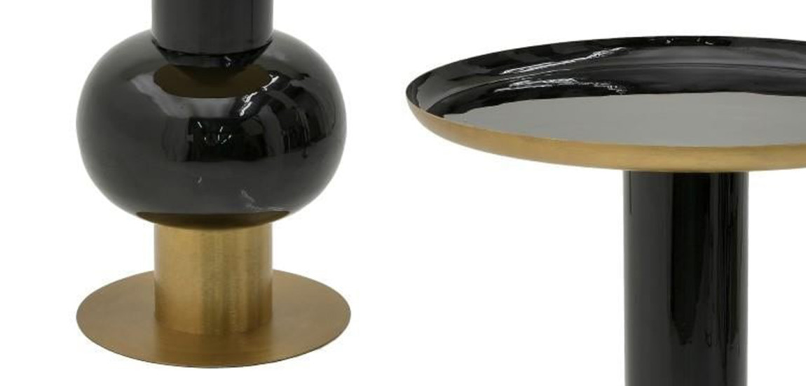 Круглый металлический приставной стол Calem Side Table Gold Black