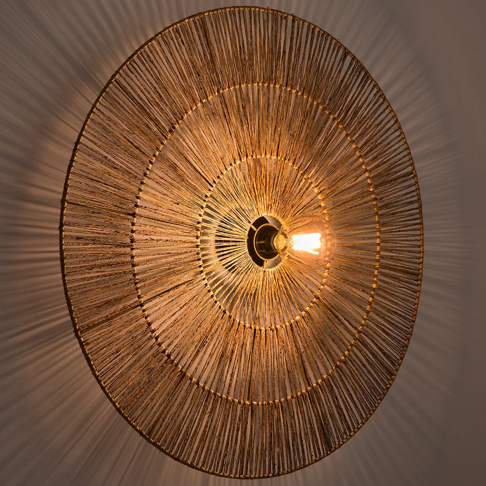 Круглый настенный светильник с декором из пеньковой веревки Alano Wall Lamp