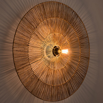Круглый настенный светильник с декором из пеньковой веревки Alano Wall Lamp