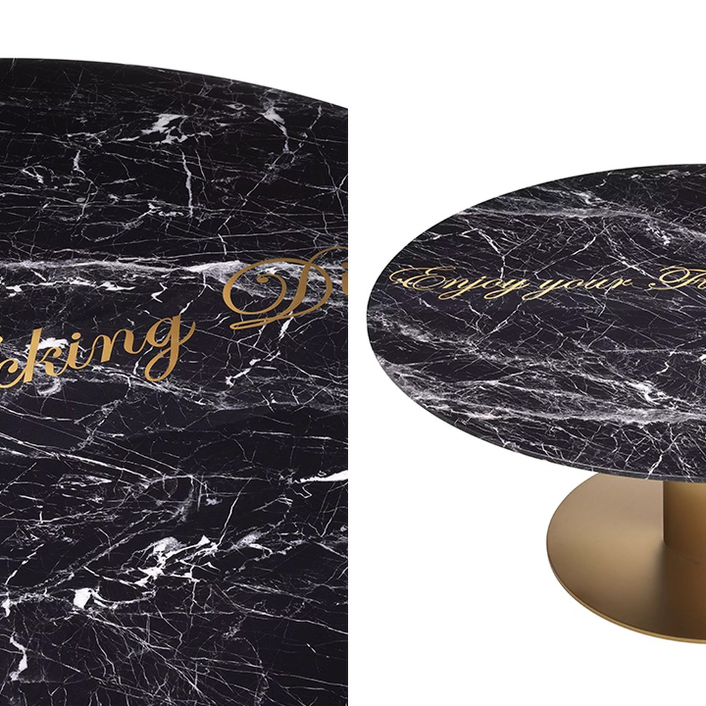Круглый обеденный стол c чёрной мраморной столешницей Philipp Plein Dining Table Enjoy