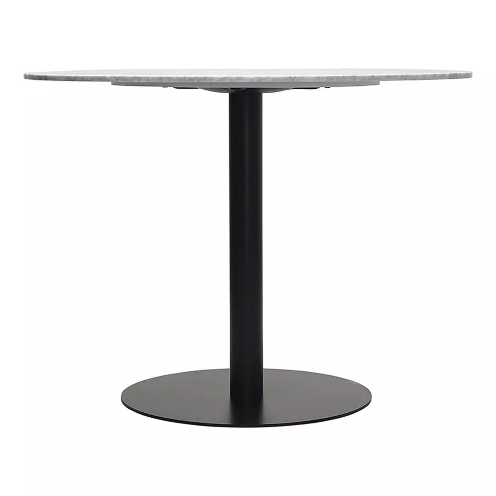 Круглый обеденный стол с белой мраморной столешницей White Tabletop on Black Base