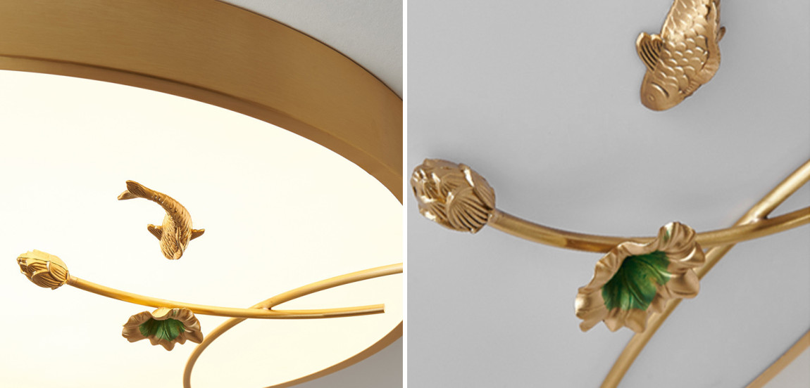 Круглый потолочный светильник Gold Fish Round Ceiling Lamp Золотой