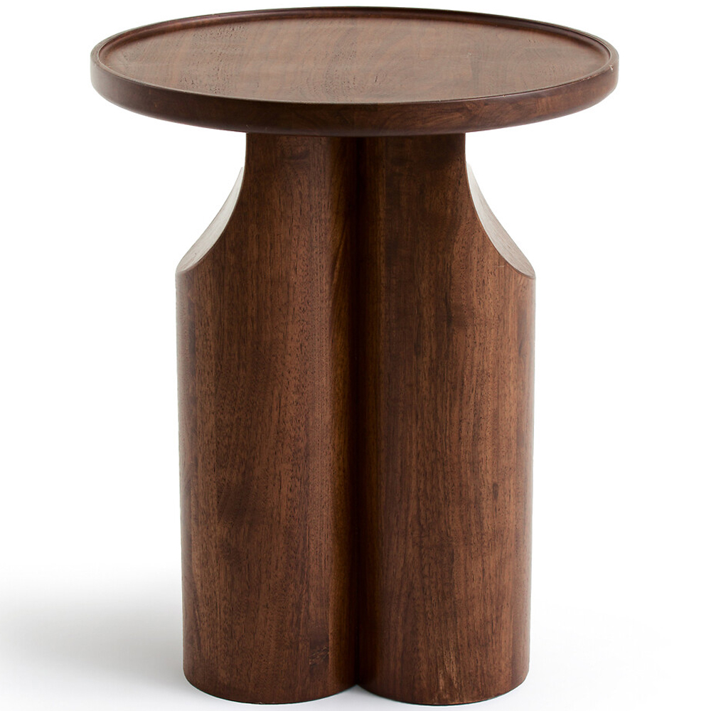 Круглый приставной стол из массива ореха Balu Wooden Side Table