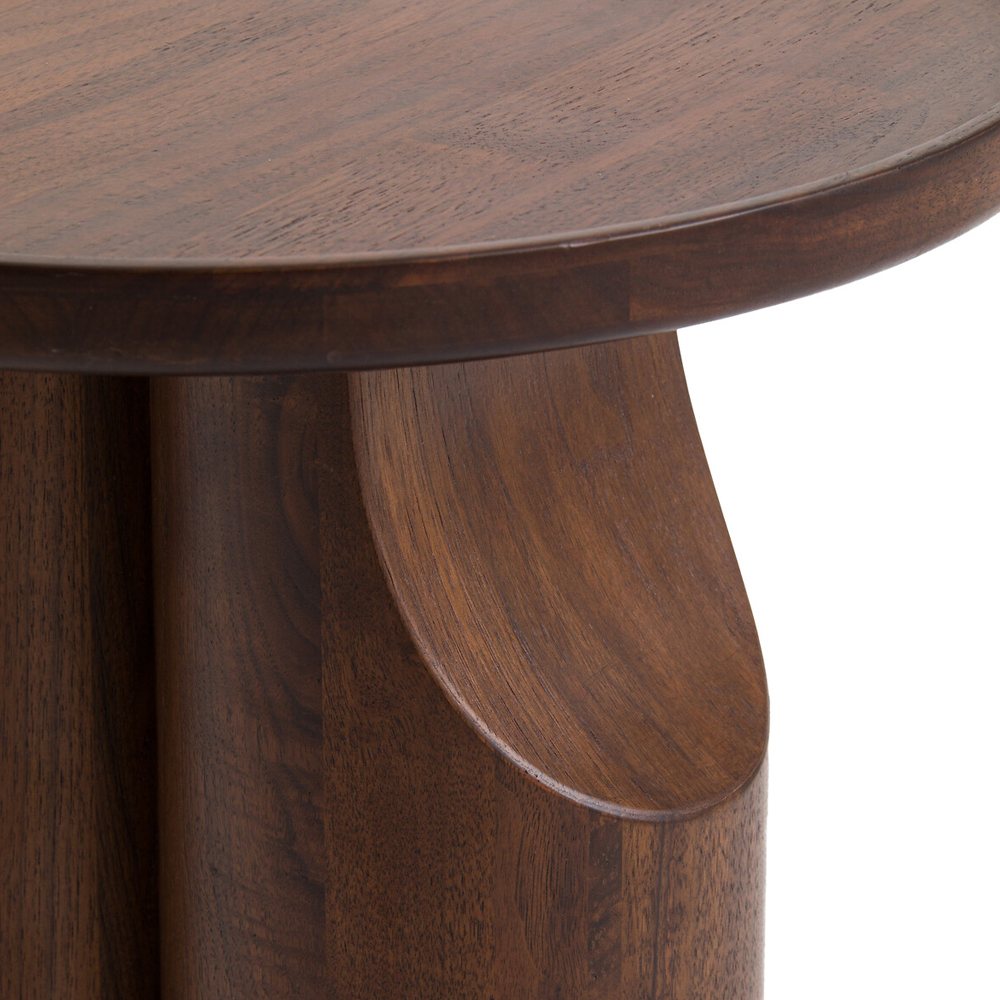Круглый приставной стол из массива ореха Balu Wooden Side Table