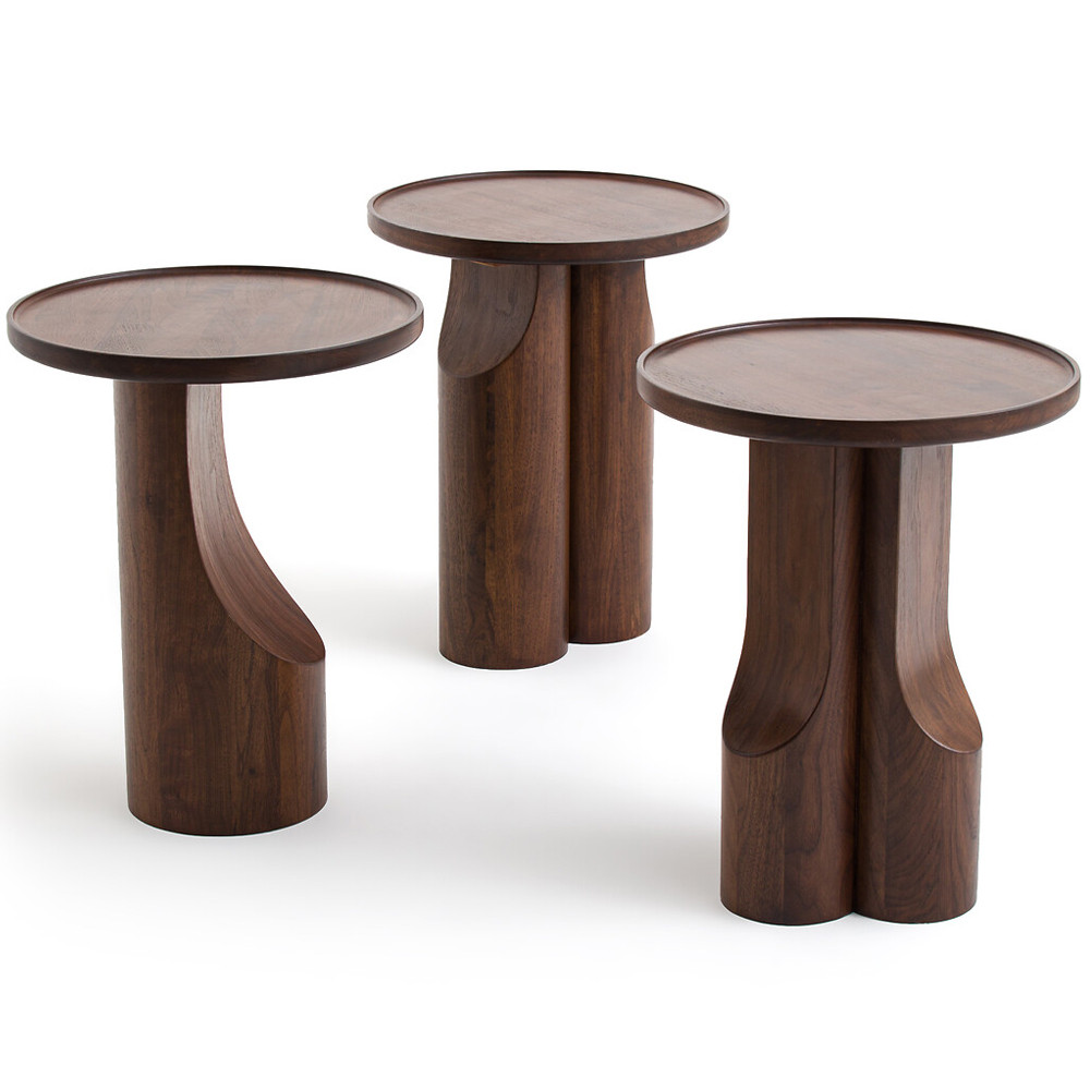 Круглый приставной стол из массива ореха Balu Wooden Side Table