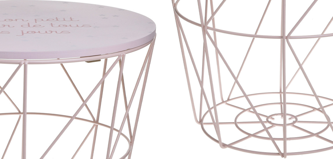 Круглый приставной стол-корзина Pink Wire Basket Side Table