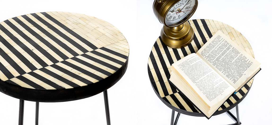 Круглый приставной столик Bone Inlay