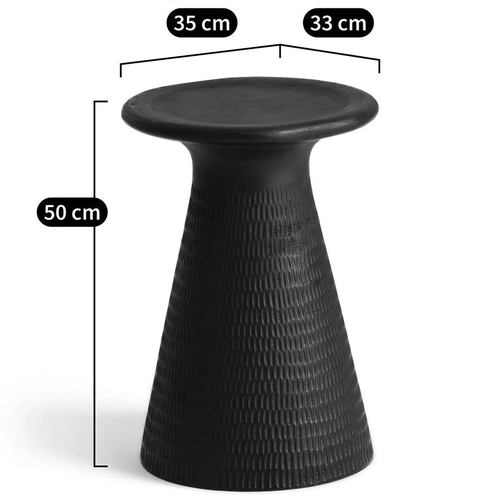 Круглый приставной столик из массива манго Piero Black Side Table
