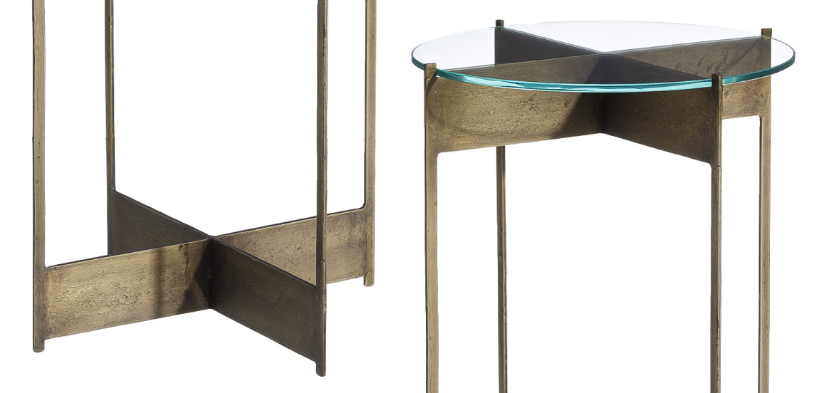 Круглый приставной столик со стеклянной столешницей Lochlan Side Table