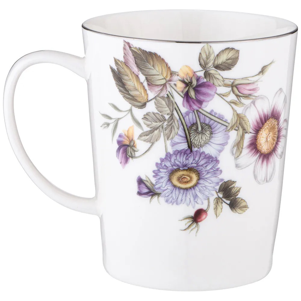 Кружка фарфоровая с рисунком цветов 400 мл Garden Whisper Porcelain Set