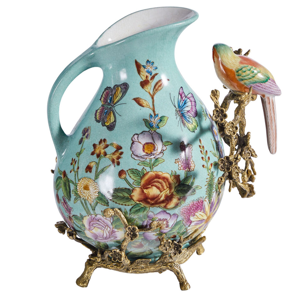 Кувшин с птичкой и  цветочным рисунком Blue Garden