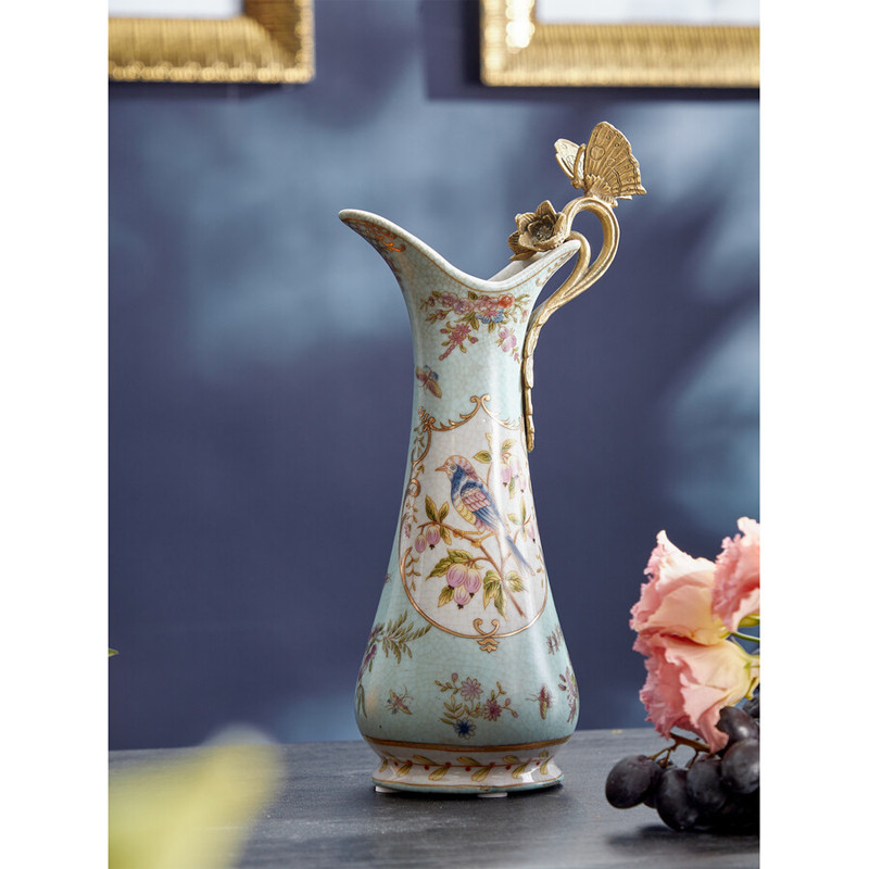 Кувшин с цветочным рисунком и бронзовой ручкой Blue Garden