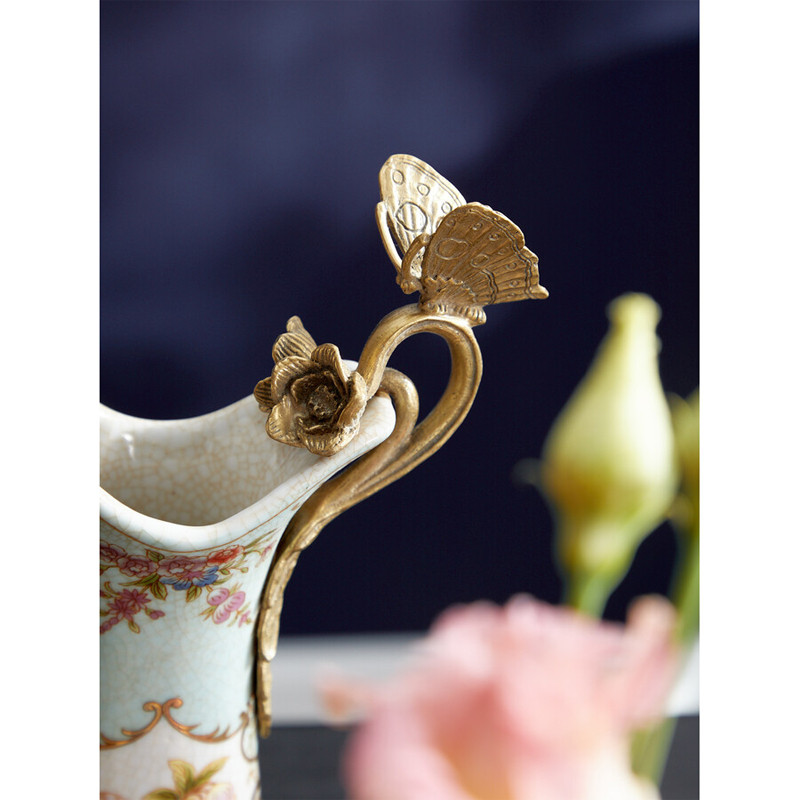 Кувшин с цветочным рисунком и бронзовой ручкой Blue Garden