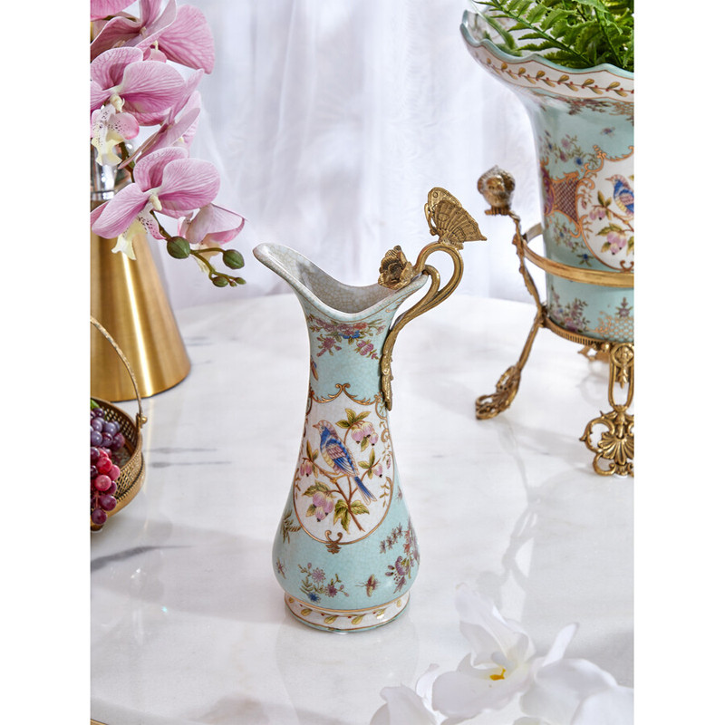 Кувшин с цветочным рисунком и бронзовой ручкой Blue Garden