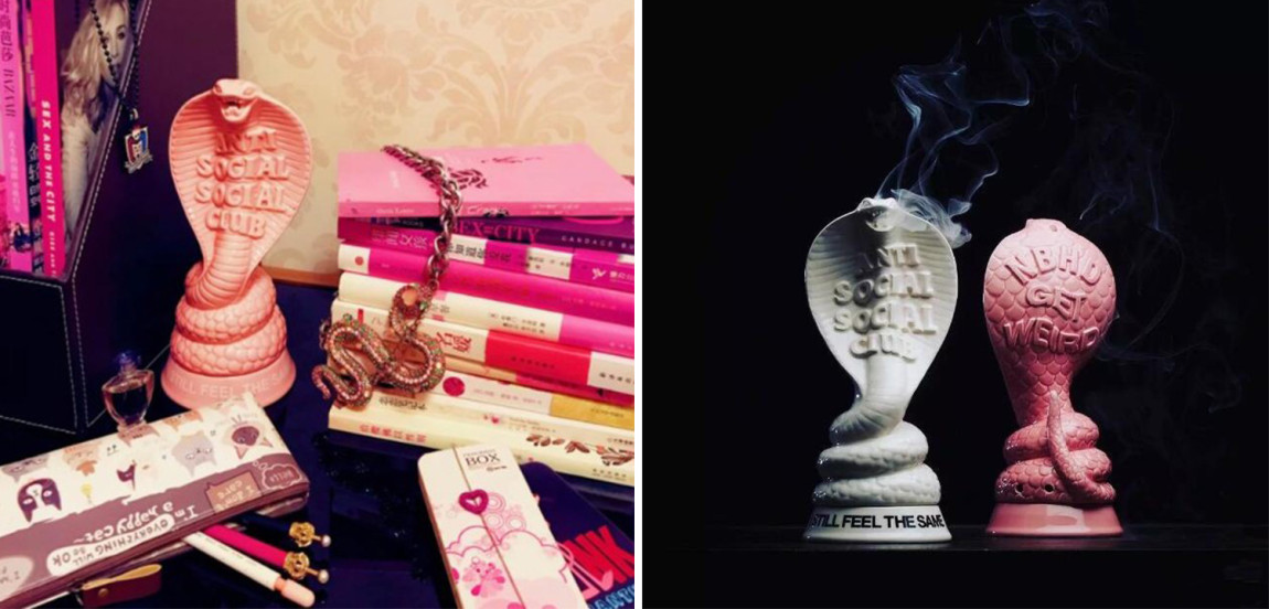 Курильница в виде кобры розовая