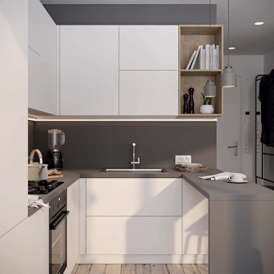 Кухонный гарнитур белый акриловый фасад Eveline White Kitchen Set
