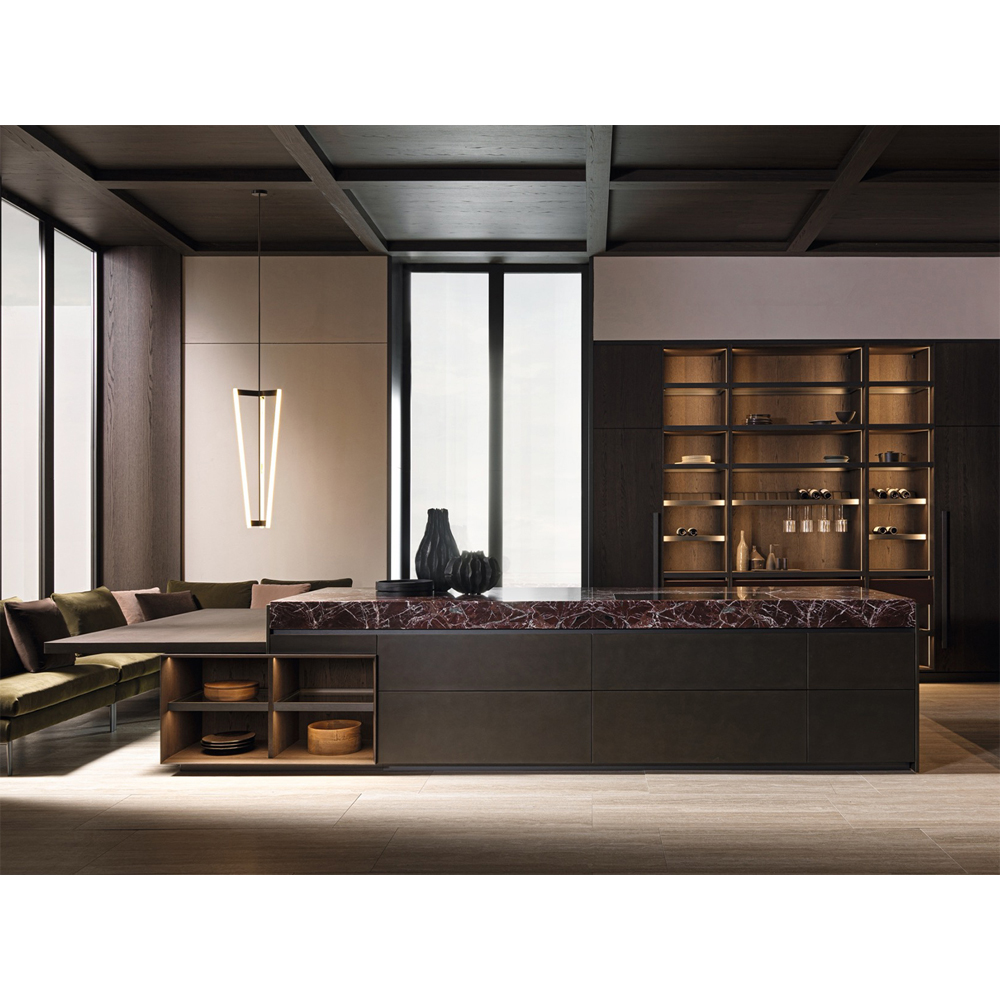 Кухонный гарнитур из красного мрамора и дерева VVD Dada Engenereed Kitchen