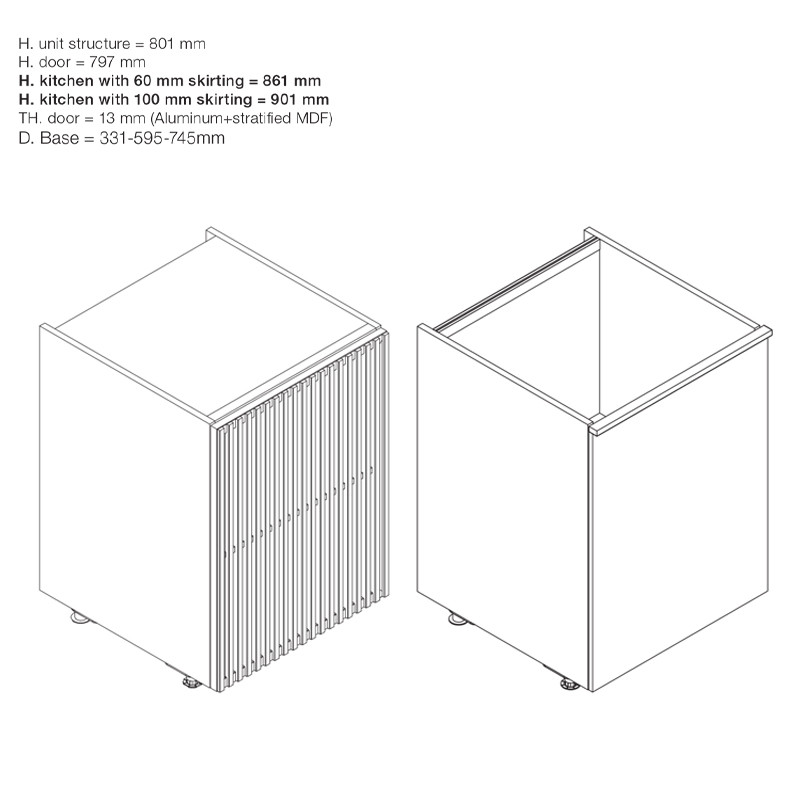 Кухонный гарнитур из массива дуба и камня Ratio Dada Engenereed