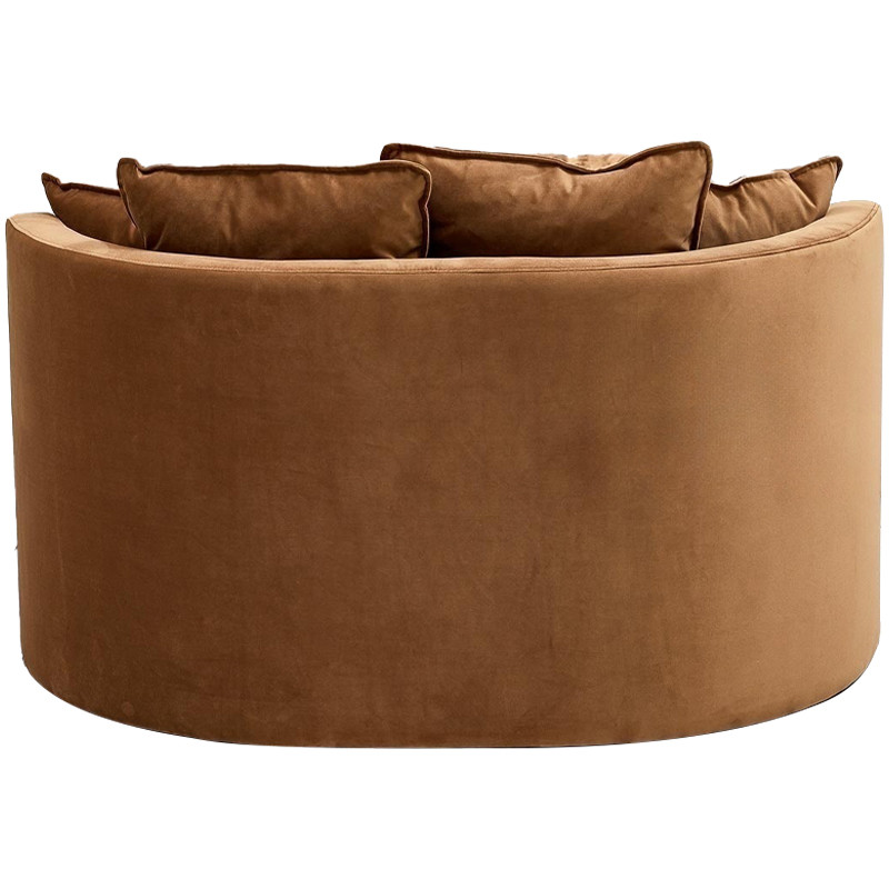 Кушетка круглая с обивкой из велюра коричневая Milky Brown Chair