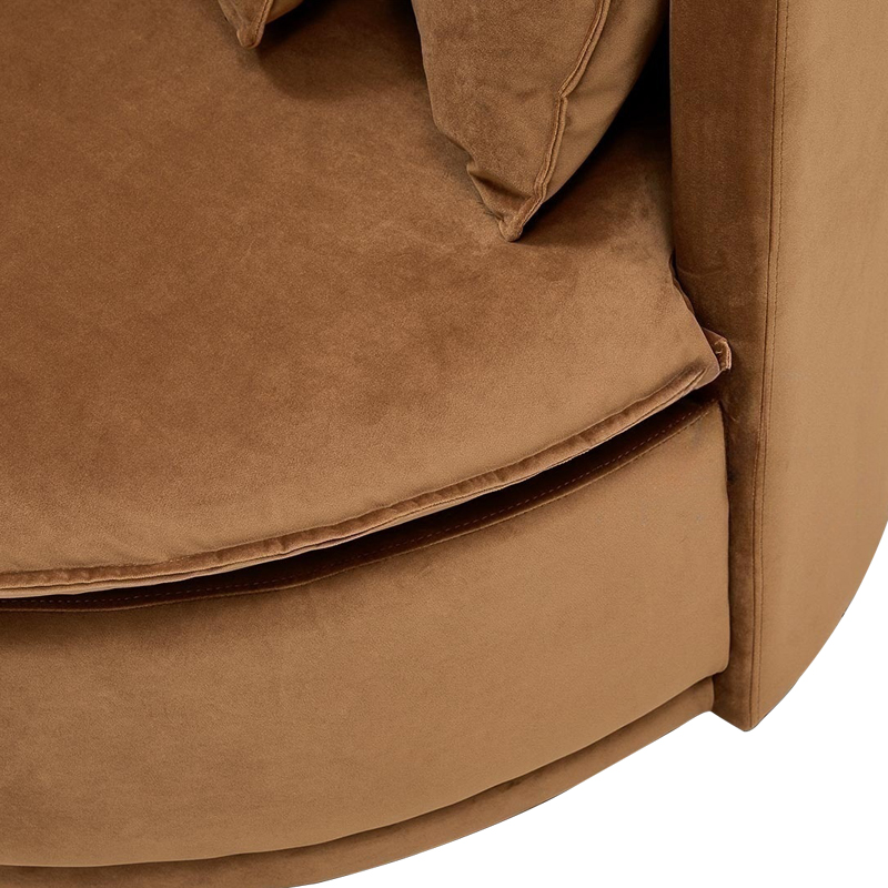 Кушетка круглая с обивкой из велюра коричневая Milky Brown Chair