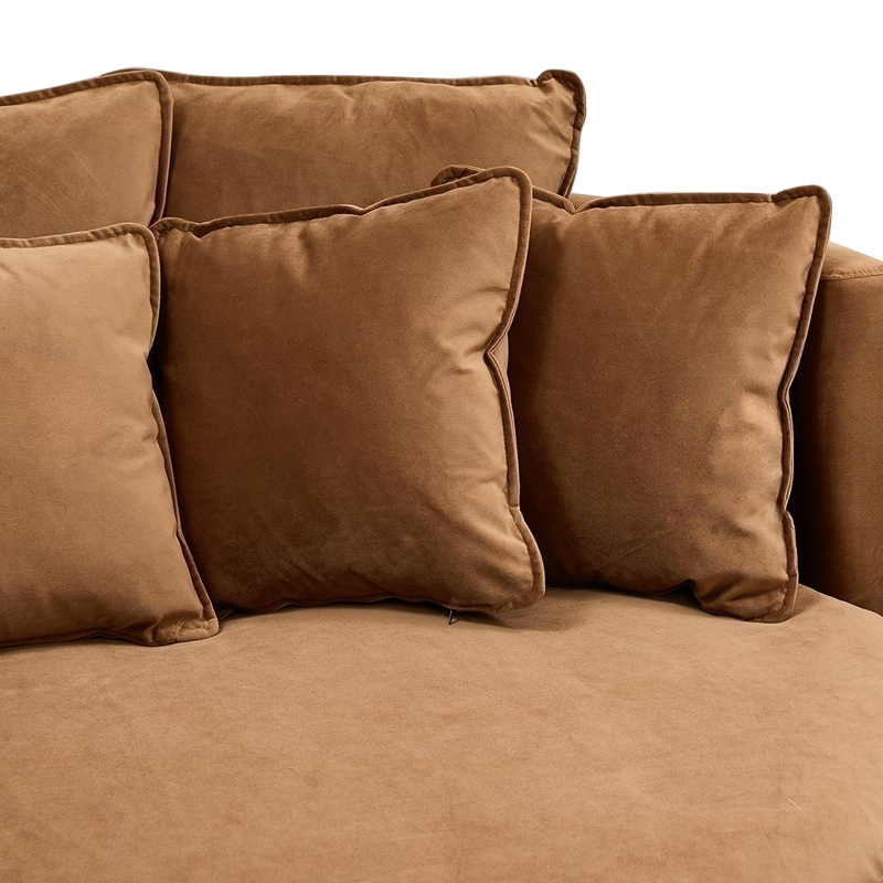 Кушетка круглая с обивкой из велюра коричневая Milky Brown Chair