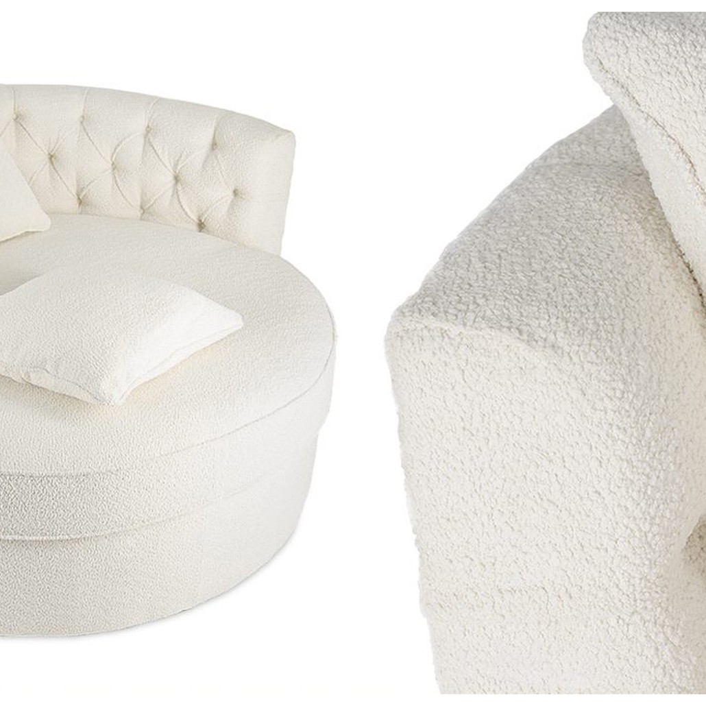 Кушетка круглая с обивкой из ткани букле Milky Boucle Chair Белая