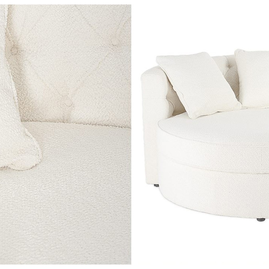 Кушетка круглая с обивкой из ткани букле Milky Boucle Chair Белая