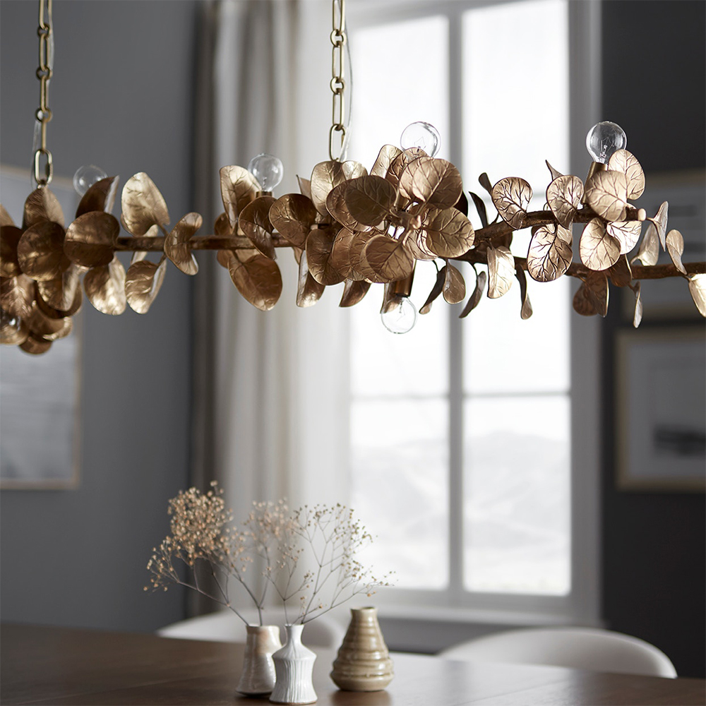 Линейная люстра Brass Eucalyptus Branches Lighting Chandelier
