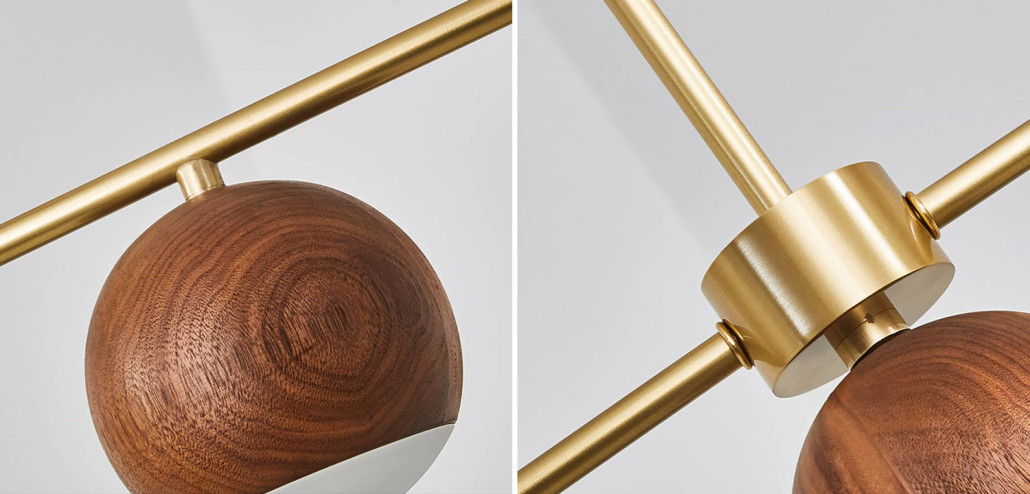 Линейная люстра Theo Metal Wooden Linear Chandelier