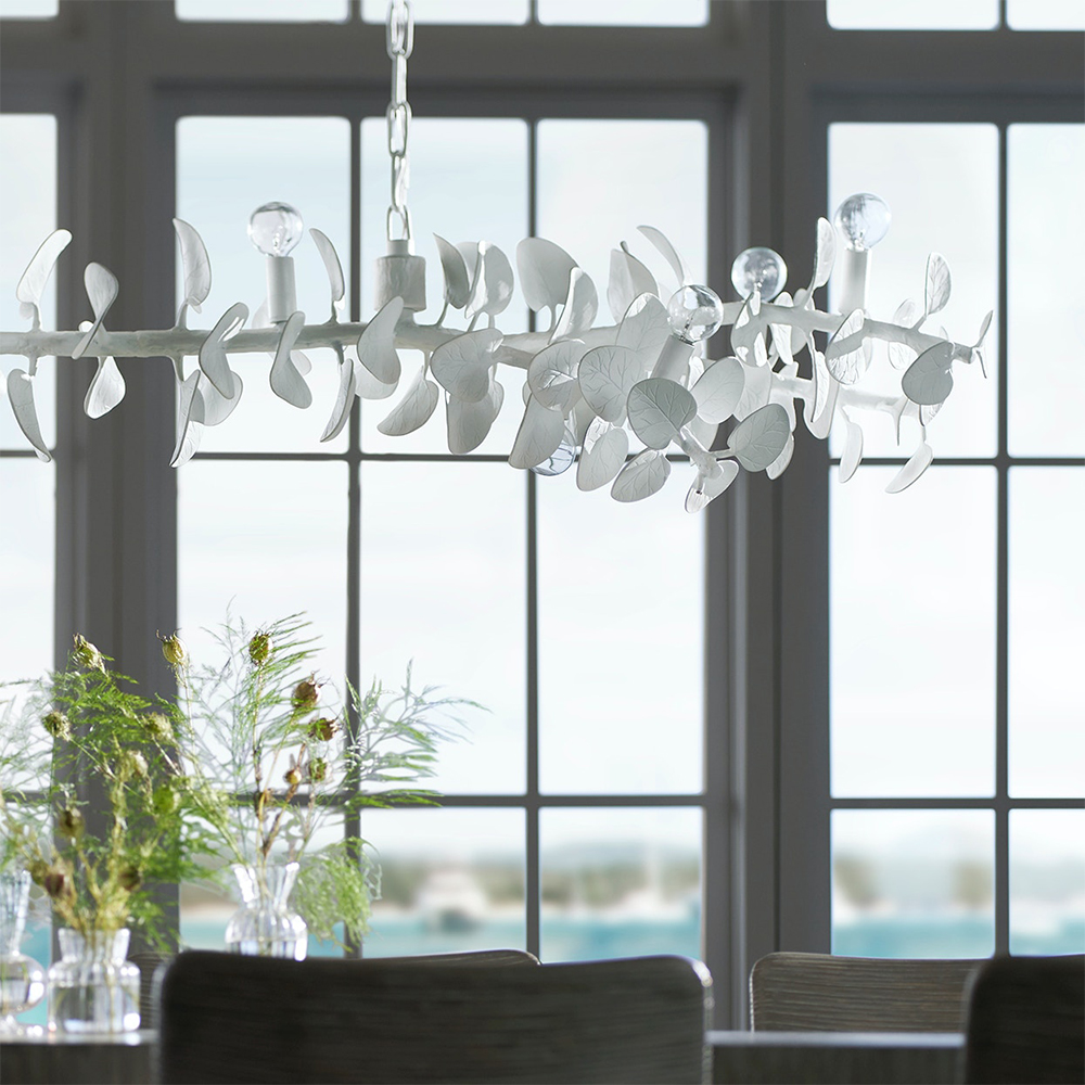Линейная люстра White Eucalyptus Branches Lighting Chandelier