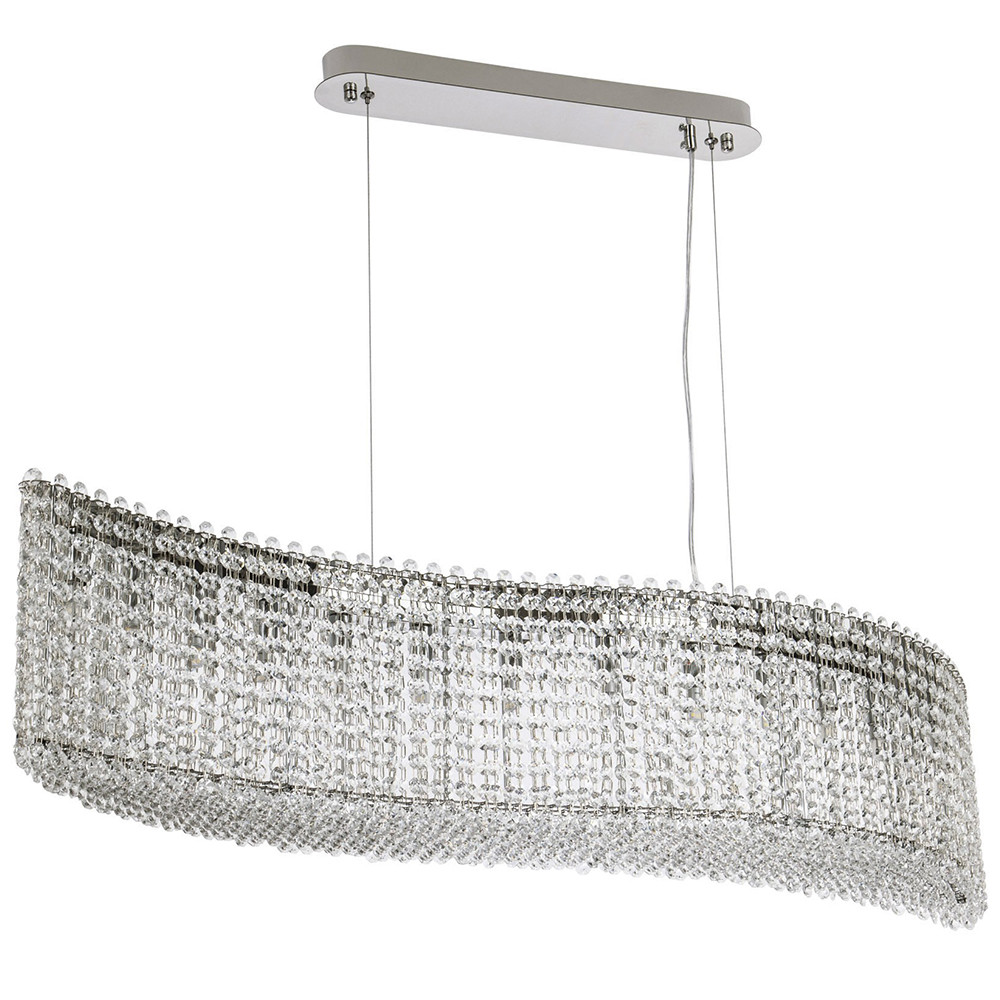 Линейная люстра изогнутой формы с хрустальными подвесками Crystal Art Chrome Linear Chandelier