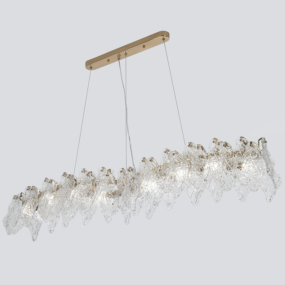 Линейная люстра с декором из текстурированного стекла Textured Glass Linear Chandelier 8