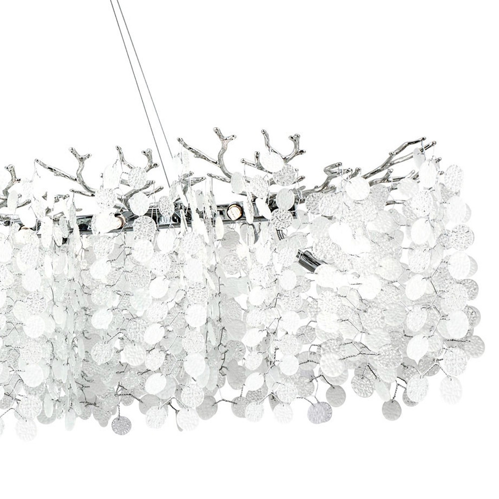 Линейная люстра с круглыми хрустальными подвесками Fairytree Chrome Crystal Branches Linear Chandelier