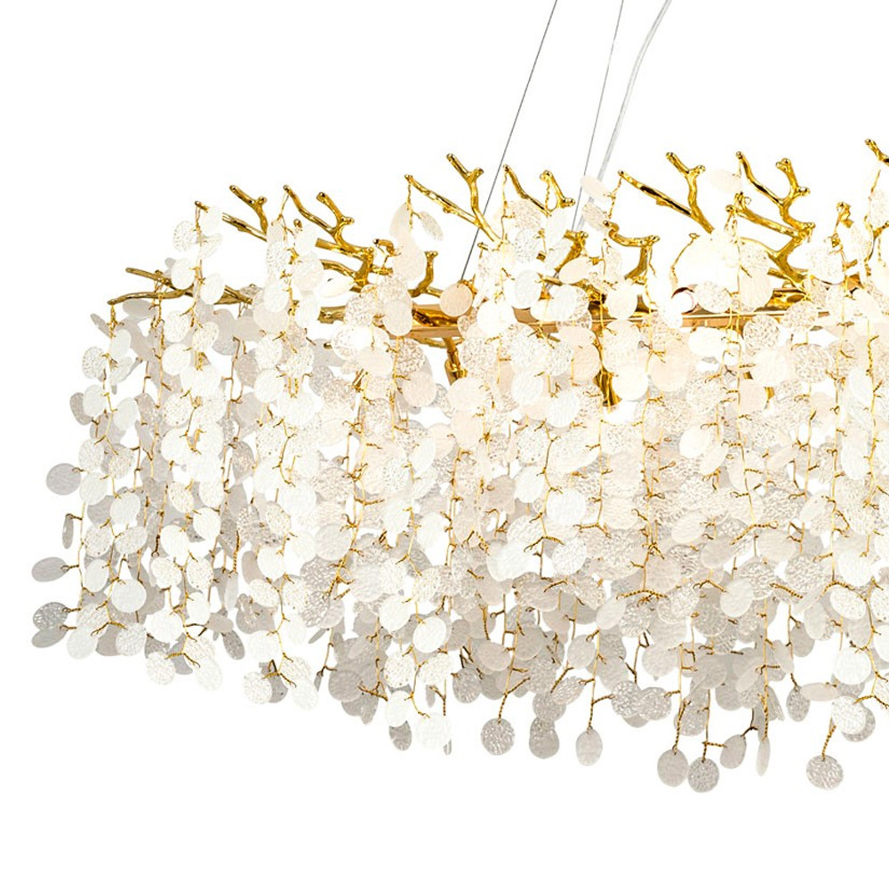 Линейная люстра с круглыми хрустальными подвесками Fairytree Gold Crystal Branches Linear Chandelier