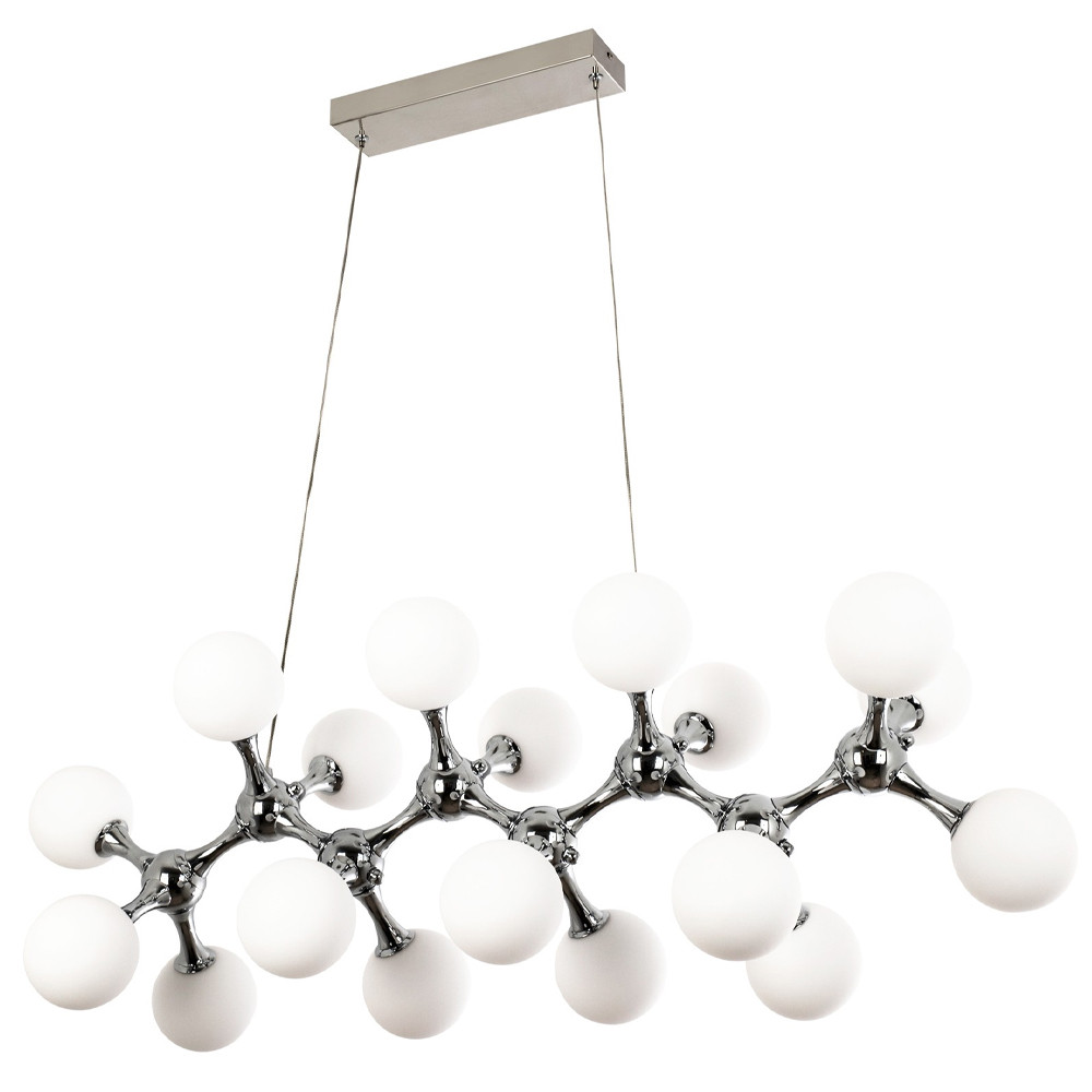 Линейная люстра с плафонами из стеклянных шаров Pearls Suspension Linear Chrome Chandelier