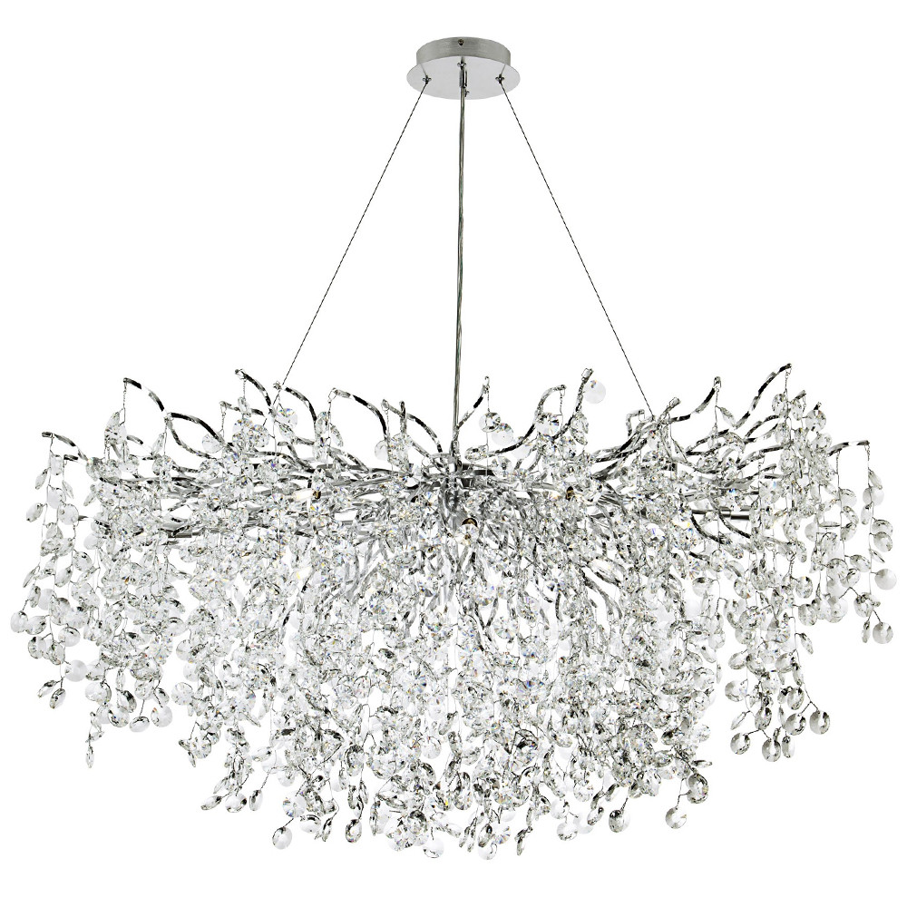 Линейная люстра с хрустальными подвесками на металлических ветках Fairytree Light Silver Linear Chandelier 18