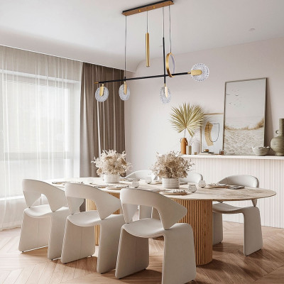 Линейная металлическая геометрическая люстра Geometry Crystal Linear Chandelier