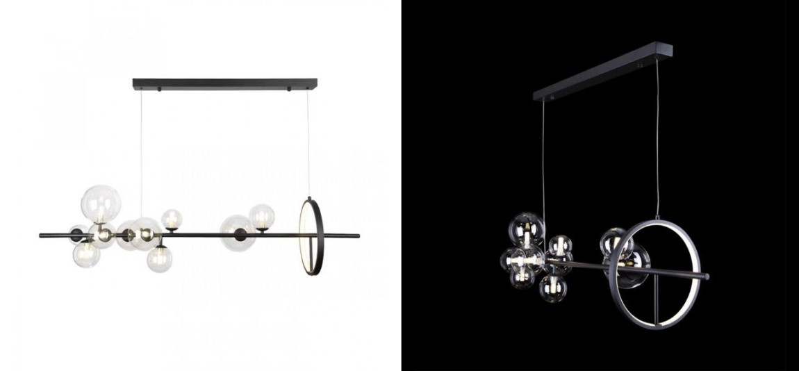 Линейная Светодиодная люстра Прозрачное Стекло IONA Сhandelier 120 см