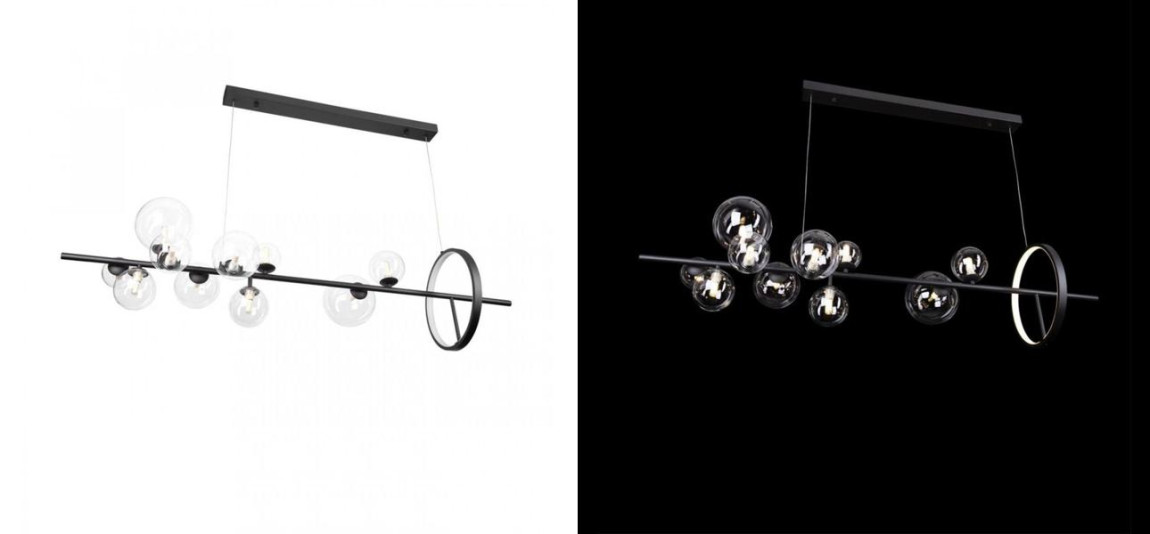 Линейная Светодиодная люстра Прозрачное Стекло IONA Сhandelier 120 см