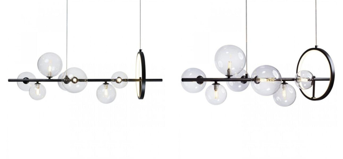 Линейная Светодиодная люстра Прозрачное Стекло IONA Сhandelier 90 см