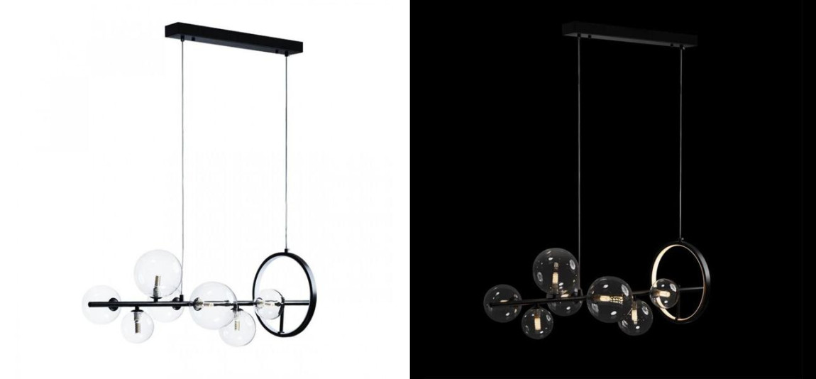 Линейная Светодиодная люстра Прозрачное Стекло IONA Сhandelier 90 см