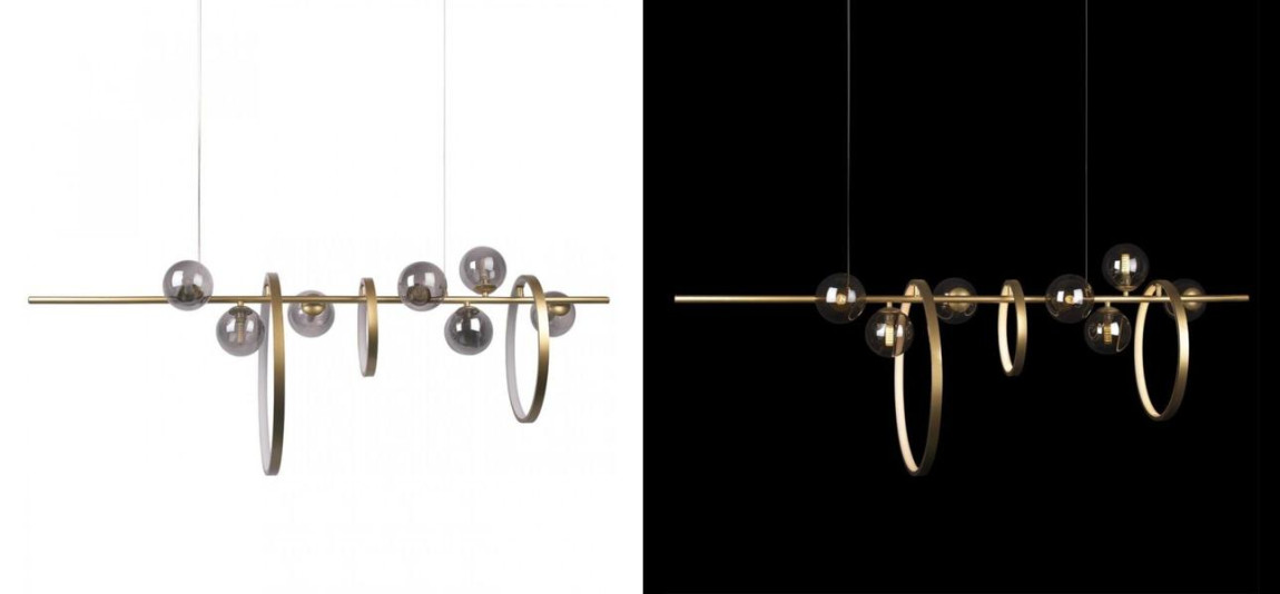 Линейная Светодиодная люстра Серое Стекло IONA Сhandelier 120 см