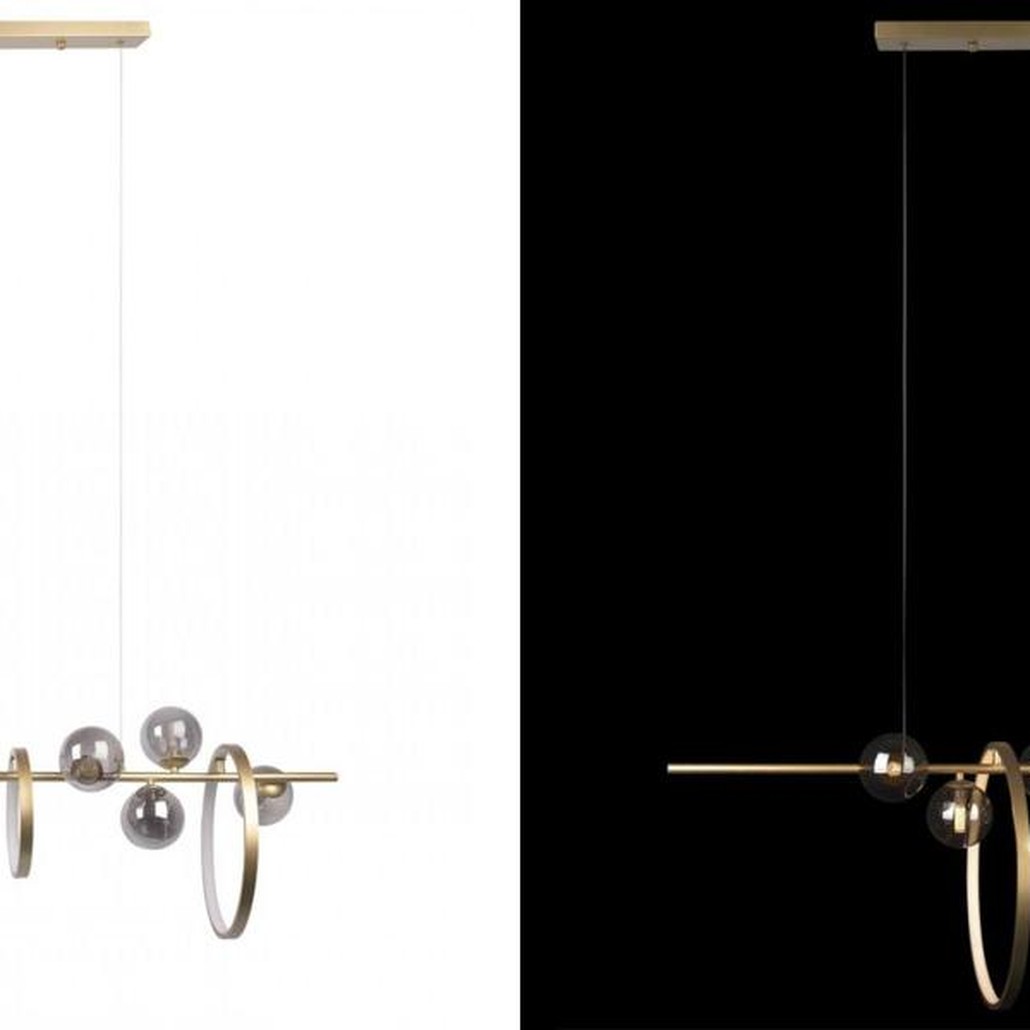 Линейная Светодиодная люстра Серое Стекло IONA Сhandelier 120 см