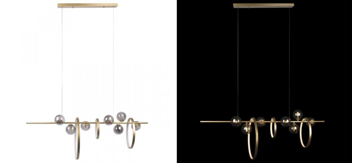 Линейная Светодиодная люстра Серое Стекло IONA Сhandelier 120 см