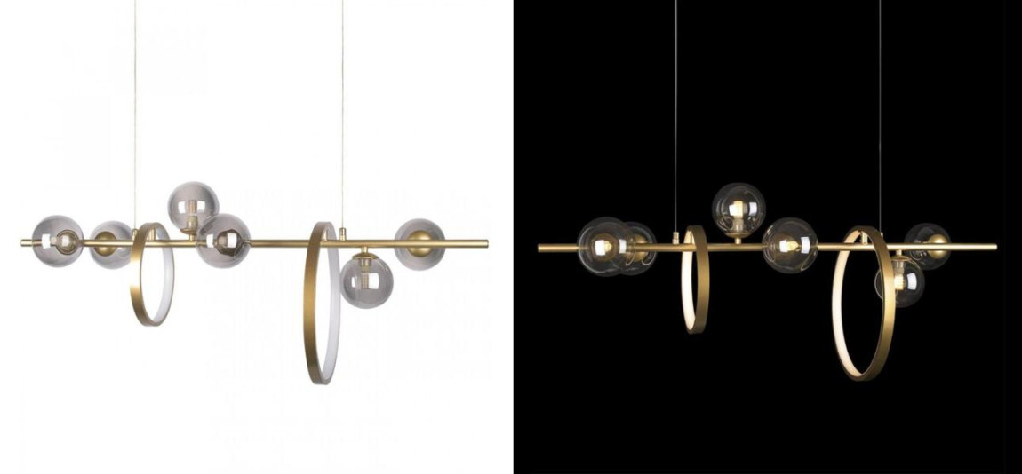 Линейная Светодиодная люстра Серое Стекло IONA Сhandelier 90 см