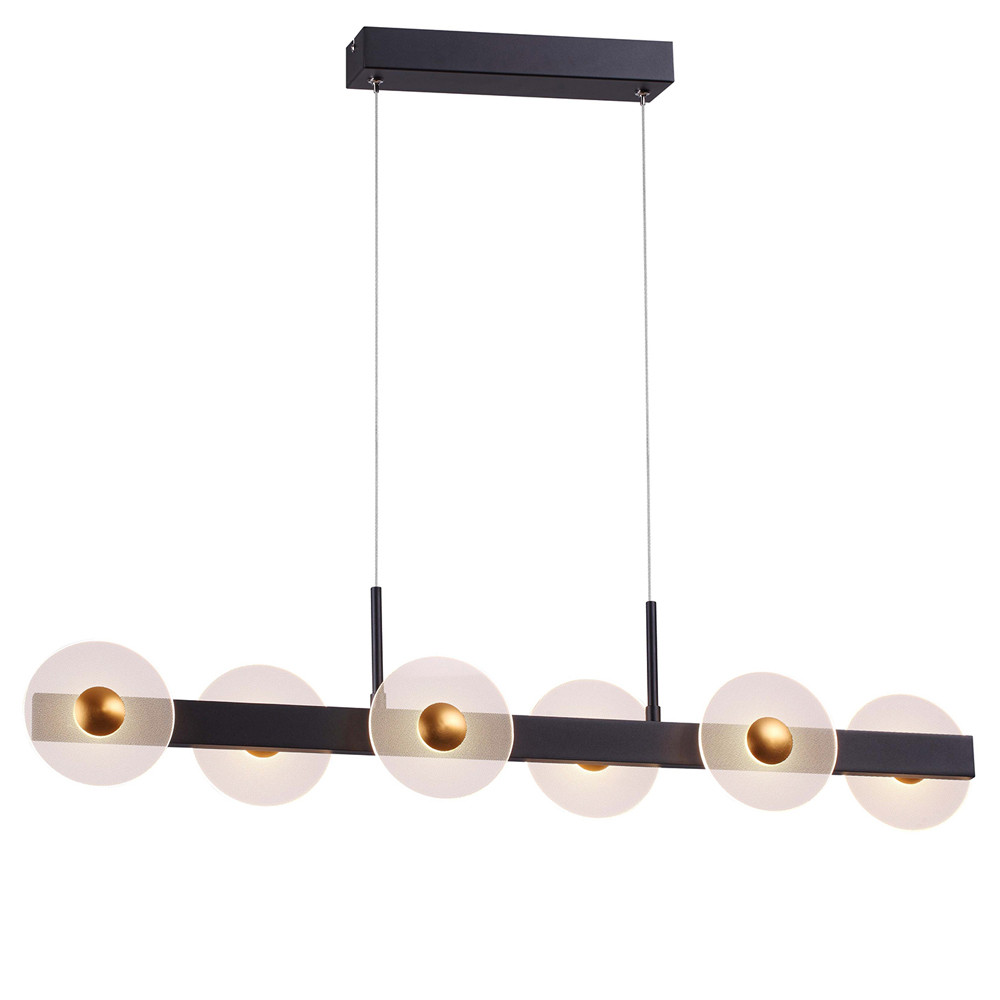 Линейный подвесной светильник с круглыми плафонами и золотистыми акцентами Aurelia Circles