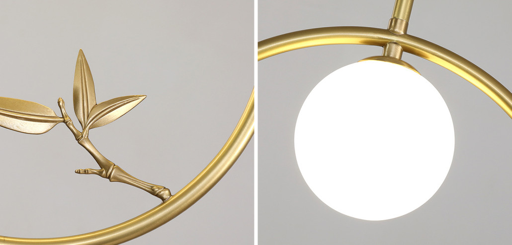 Линейный светильник Metal Wood Ring Leaf Linear Light