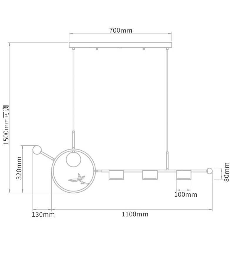Линейный светильник Metal Wood Ring Leaf Linear Light