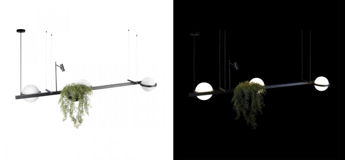 Линейный Светильник подвесной Vibia Palma 3736 c подставкой для живых растений