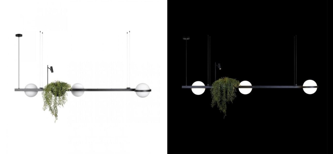 Линейный Светильник подвесной Vibia Palma 3736 c подставкой для живых растений